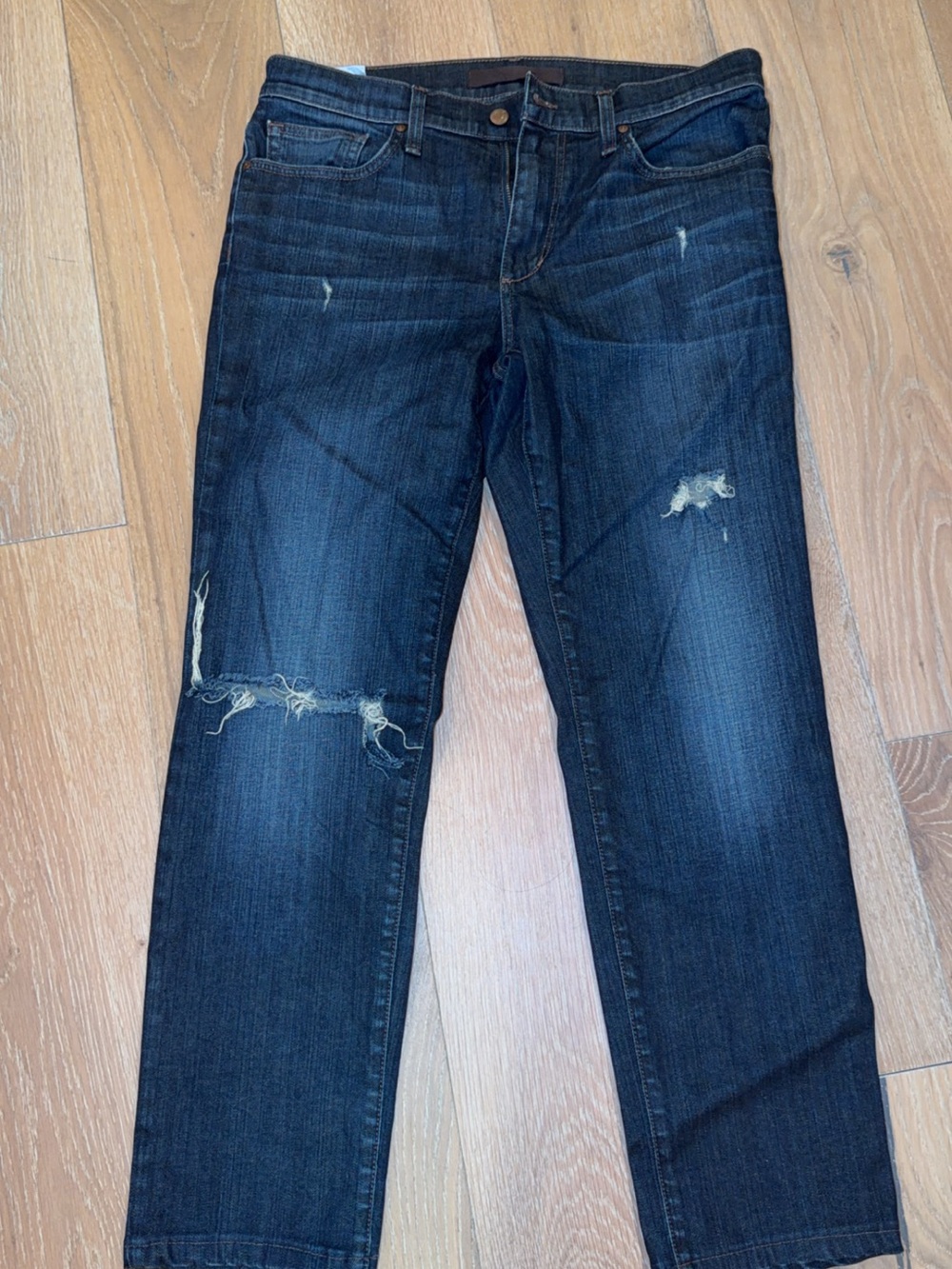 Joe's Jeans Men's Straight Leg Distressed Dark Blue Denim